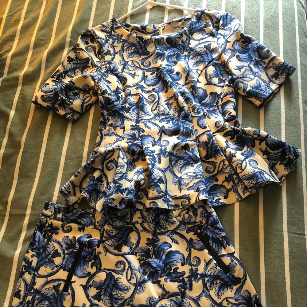 ASOS two-piece printed top & skit set